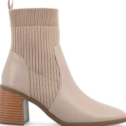 Harlowe Knit Faux Leather Ankle Boots