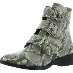Harmon Faux Leather Snake Print Ankle Boots