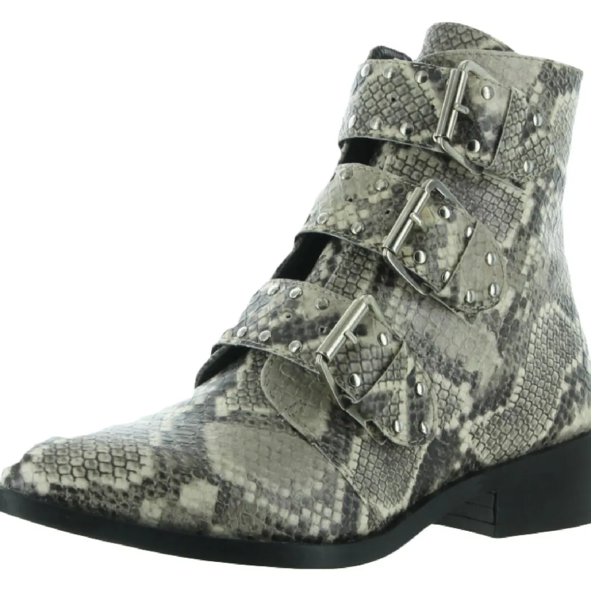 Harmon Faux Leather Snake Print Ankle Boots