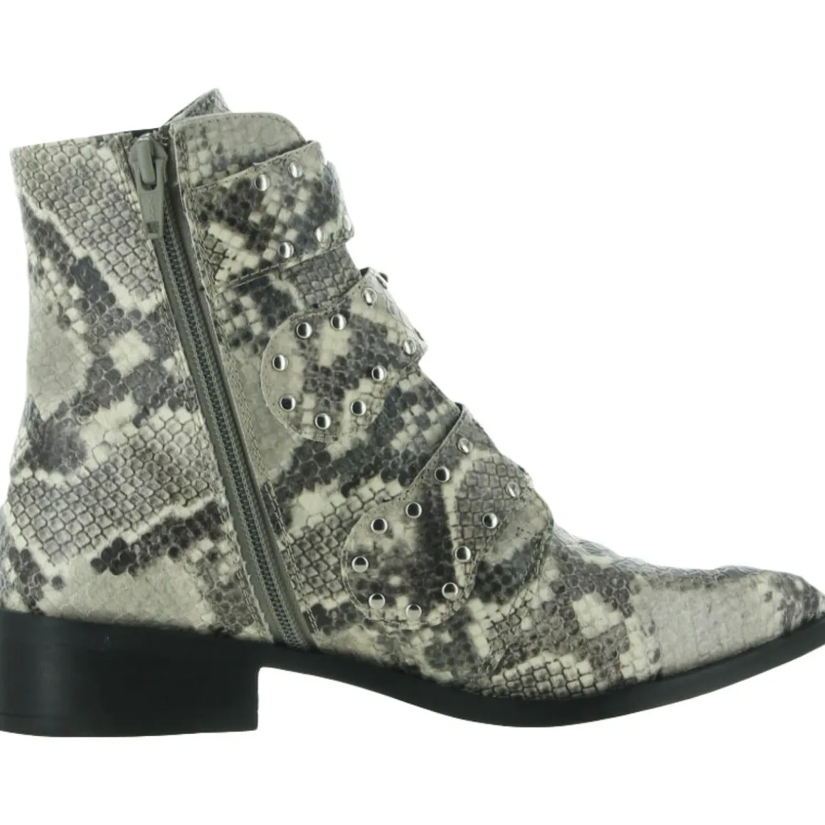 Harmon Faux Leather Snake Print Ankle Boots