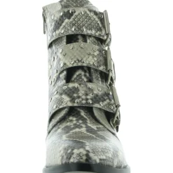 Harmon Faux Leather Snake Print Ankle Boots