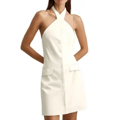 Haven Halter Faux Pockets Shift Dress