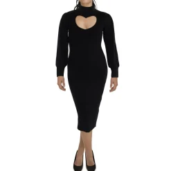 Heart Neckline Turtleneck Comfy Sweaterdress
