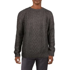 Heathered Cable Knit Crewneck Sweater