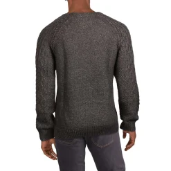 Heathered Cable Knit Crewneck Sweater