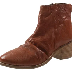 Hellina Gathered Leather Ankle Boots