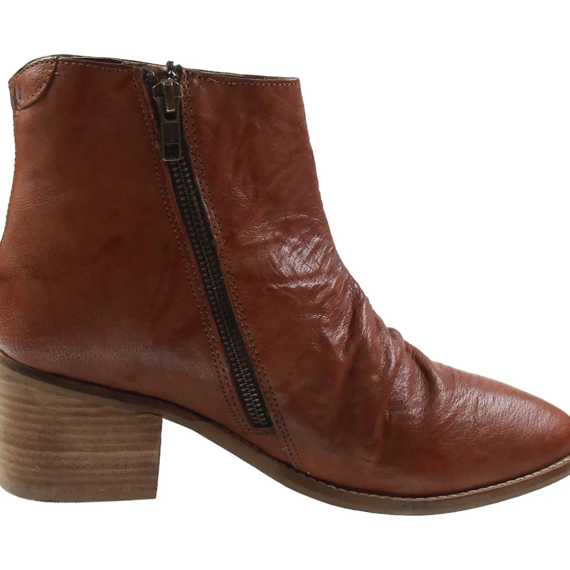 Hellina Gathered Leather Ankle Boots