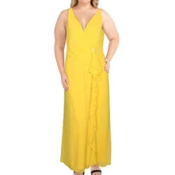 Hermina Surplice Ruffled Evening Dress