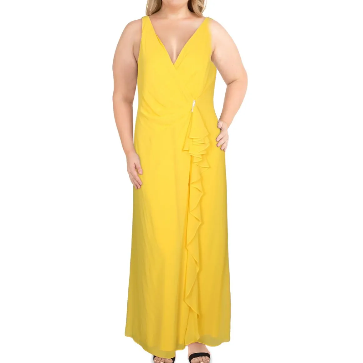 Hermina Surplice Ruffled Evening Dress