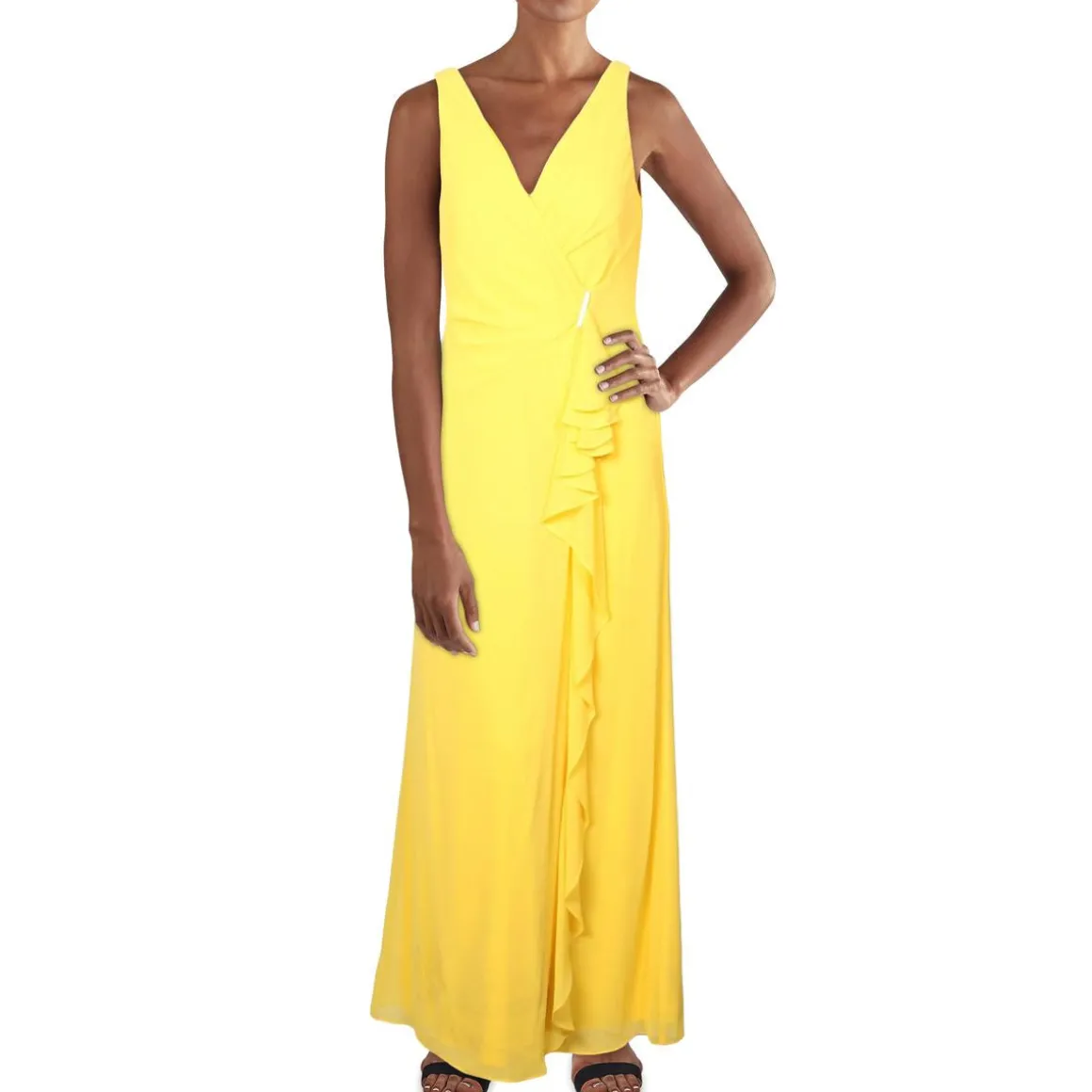 Hermina Surplice Ruffled Evening Dress