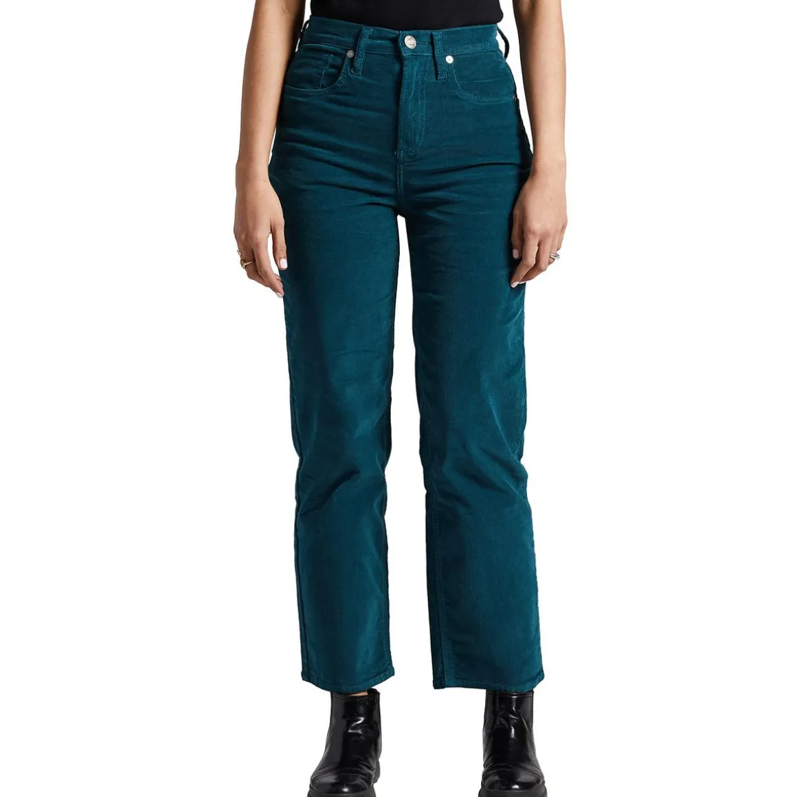 High Rise Ribbed Straight Leg Pants