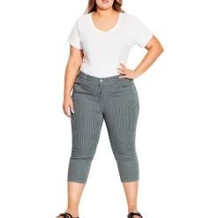 High Rise Striped Capri Pants