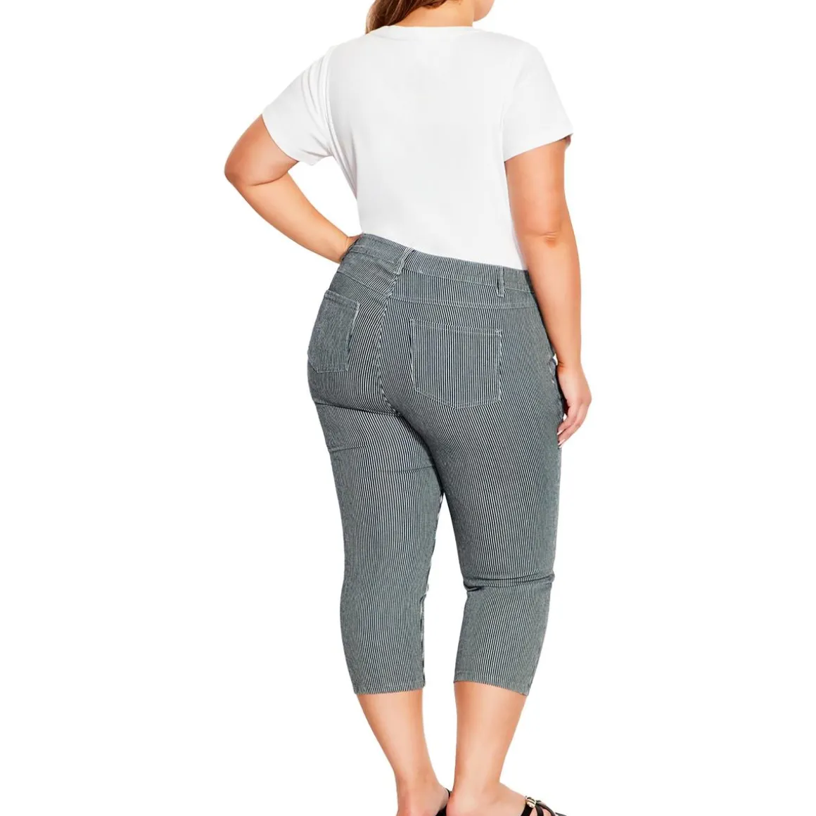 High Rise Striped Capri Pants