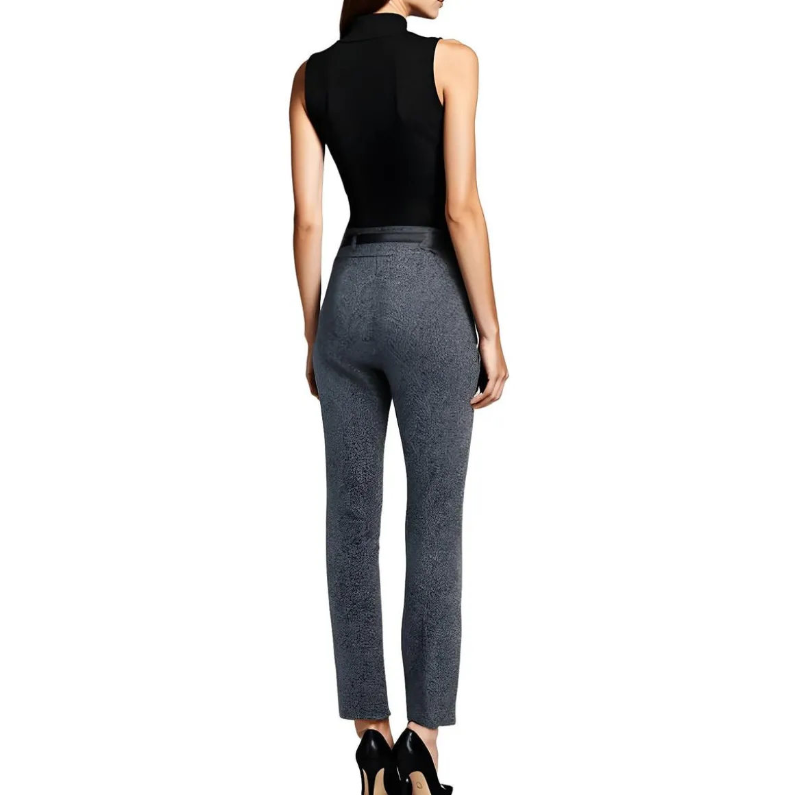 High-Rise Herringbone Dress Pants