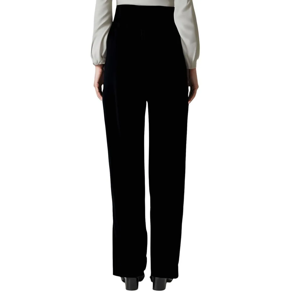 High-Rise Velvet Straight Leg Pants