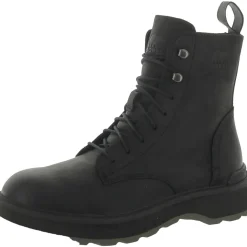 Hi-Line Lace Leather Lace-Up Booties