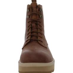 Hi-Line Lace Leather Lace-Up Booties