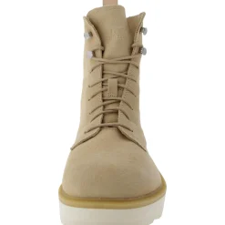 Hi-Line Lace Leather Lace-Up Booties