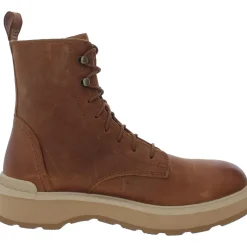 Hi-Line Lace Leather Lace-Up Booties