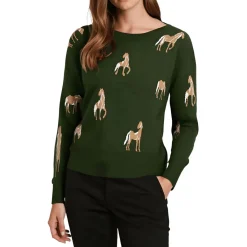 Horse Graphic Knit Crewneck Sweater