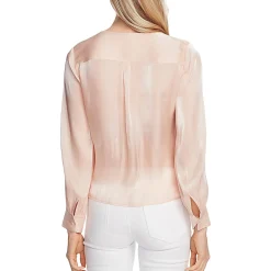 Iridescent V-Neck Button-Down Top