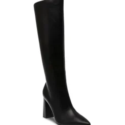 IslahWC Faux Leather Block Heel Knee-High Boots