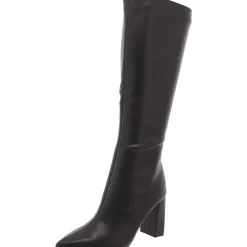 IslahWC Faux Leather Block Heel Knee-High Boots