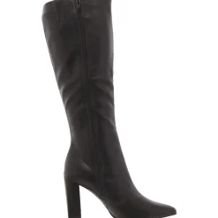 IslahWC Faux Leather Block Heel Knee-High Boots