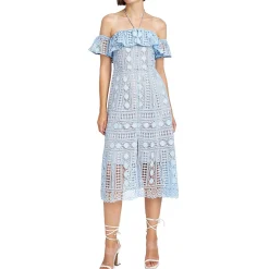 Janelle Crochet Ruffled Midi Dress