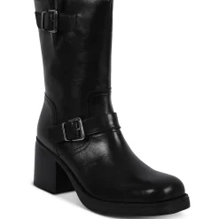 Janice Leather Solid Mid-Calf Boots