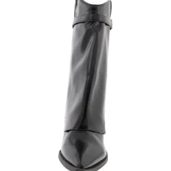 Joe Buckle Faux Leather Wedge Boots