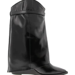 Joe Buckle Faux Leather Wedge Boots