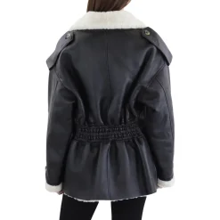 Jordan Shearling Lined Double-Breasted Leather Jacket