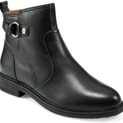 Jules Leather Almond Toe Ankle Boots