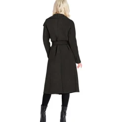 Juliette Wool Blend Double Face Faux Leather Trim Belted Coat