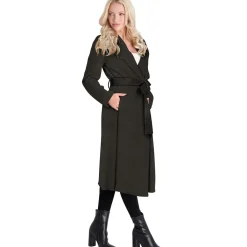 Juliette Wool Blend Double Face Faux Leather Trim Belted Coat