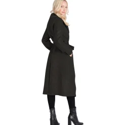 Juliette Wool Blend Double Face Faux Leather Trim Belted Coat