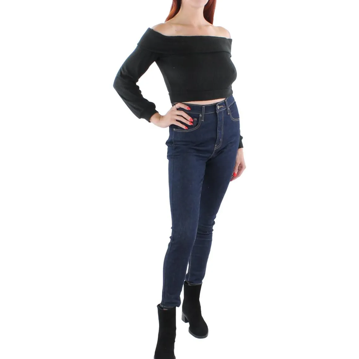 Juniors ` Knit Off-The-Shoulder Pullover Sweater