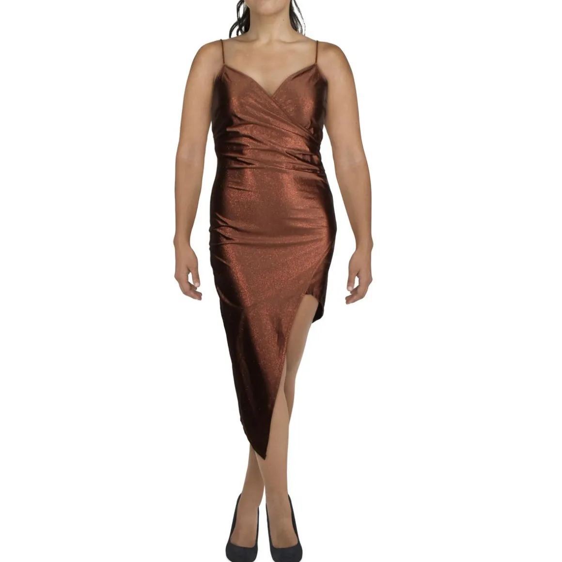 Juniors Asymmetric Glitter Bodycon Dress