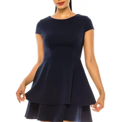 Juniors Cap Sleeve Mini Fit & Flare Dress