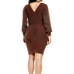 Juniors Chain Surplice Sweaterdress