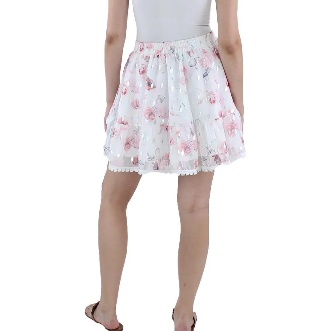 Juniors Chiffon Floral A-Line Skirt