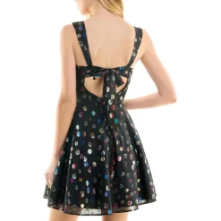 Juniors Chiffon Polk Dot Fit & Flare Dress