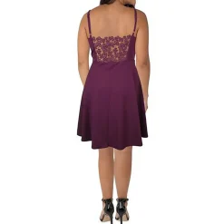 Juniors Crepe Lace Back Fit & Flare Dress