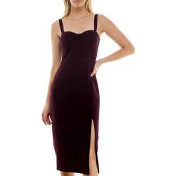 Juniors Crepe Side-Slit Bodycon Dress