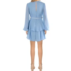 Juniors Crepe V-Neck Fit & Flare Dress