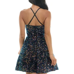 Juniors Crisscross Back Mini Fit & Flare Dress