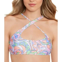 Juniors Criss-Cross Printed Bikini Swim top