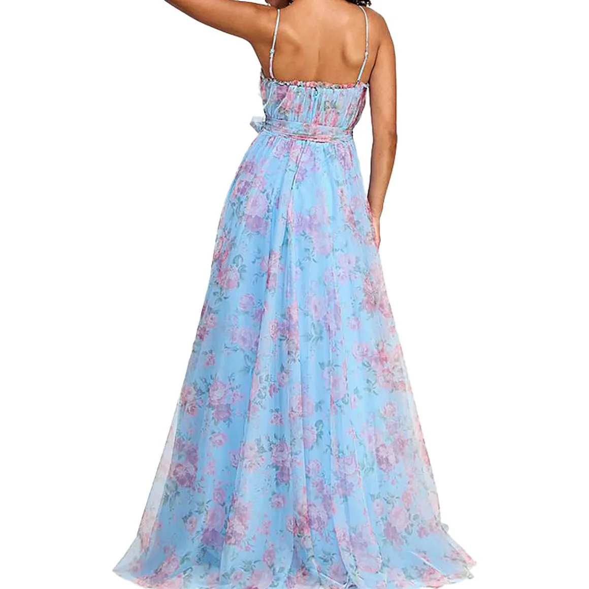 Juniors Drapey Tulle Evening Dress