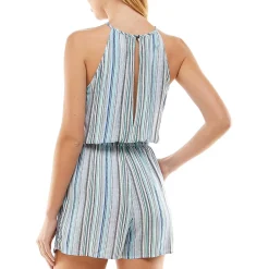 Juniors Drawstring Waist Keyhole Romper